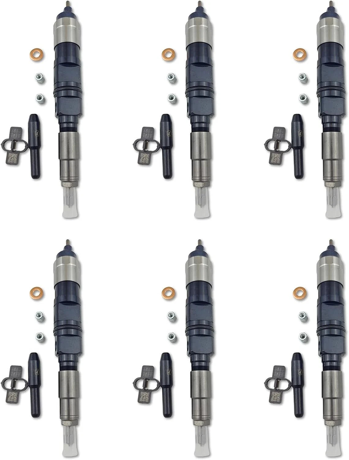 Set of 6 Fuel Injectors RE516540 for John Deere 643K 843K 670C 670D