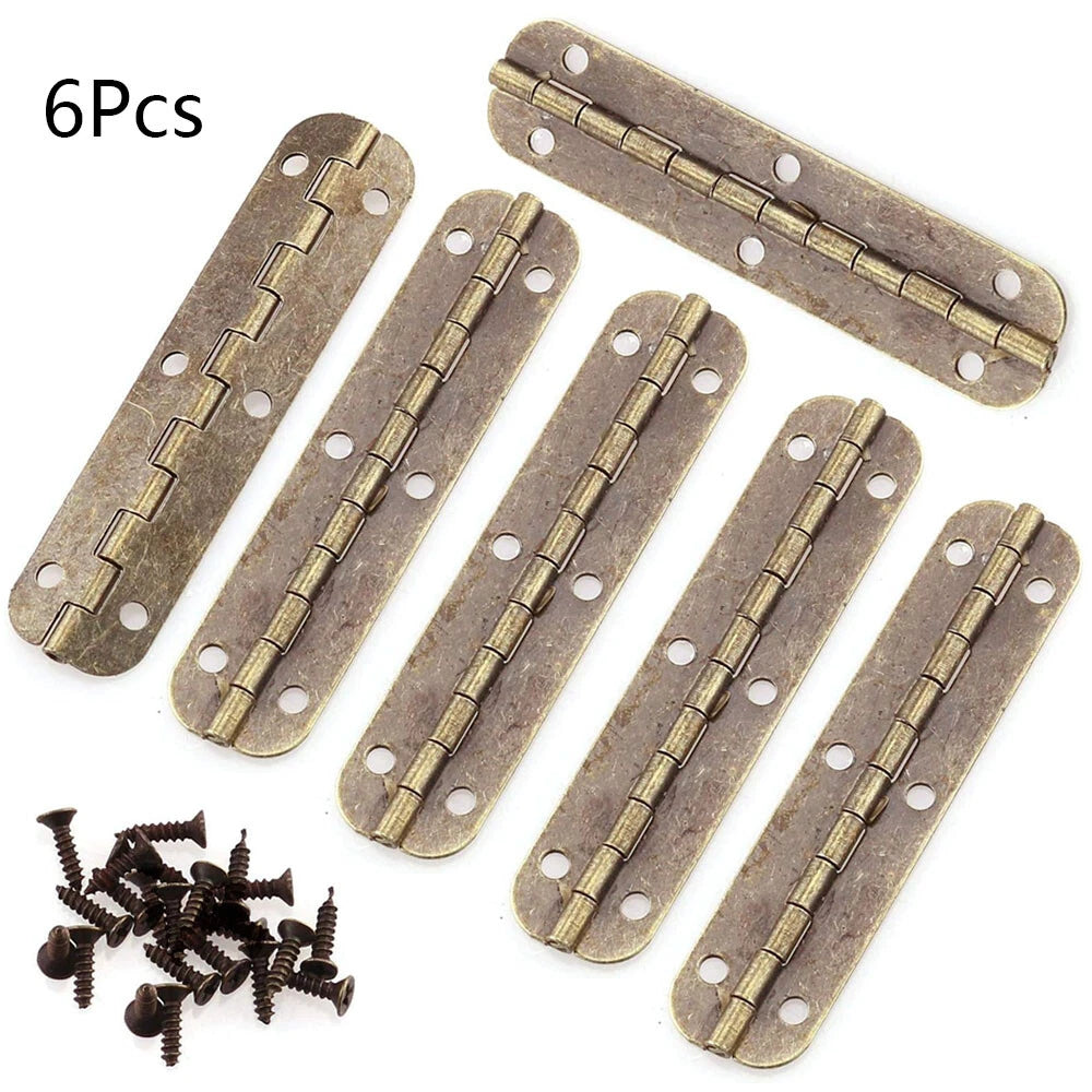 6Pcs Antique Bronze Hinges for Wooden Box Toolbox Door Cabinet (N/A)