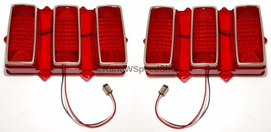 LED Tail Lights with Brake Lamps and Stainless Trim for 1969 Ford Mustang