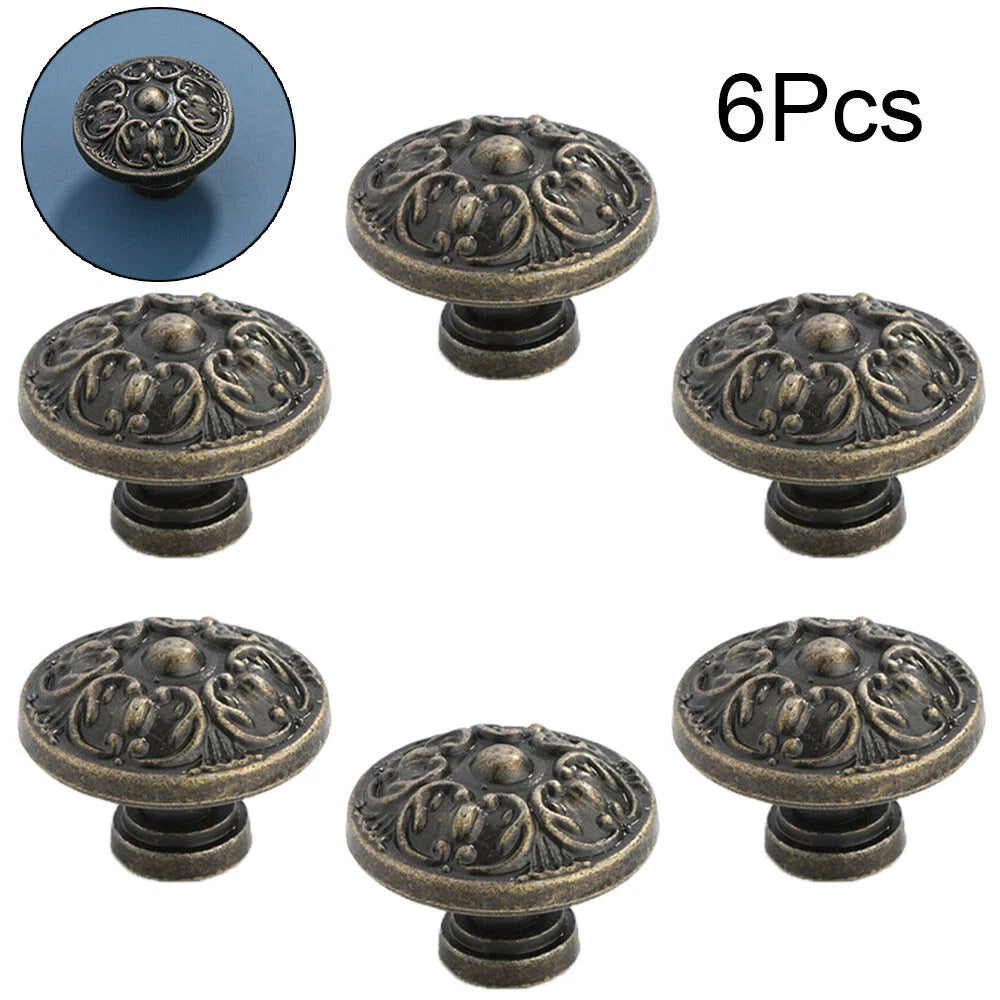 6X Zinc Alloy Antique Door Cabinet Drawer Pull Knob Handles