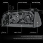 Pair of Smoked Headlights with Clear Turn Signal for Dodge Charger (2006–2010)