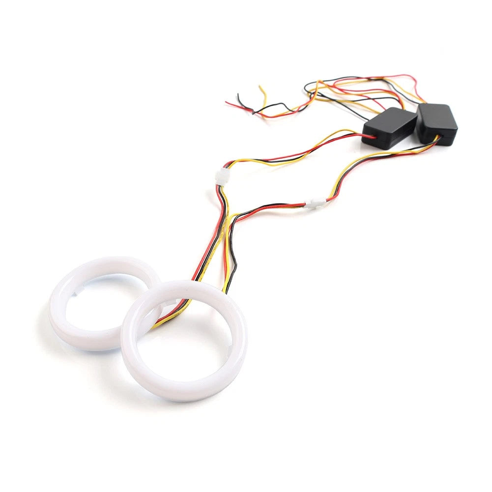 2X White Amber Switchback LED Angel Eyes Halo Rings for Car Headlight Retrofit (60MM)