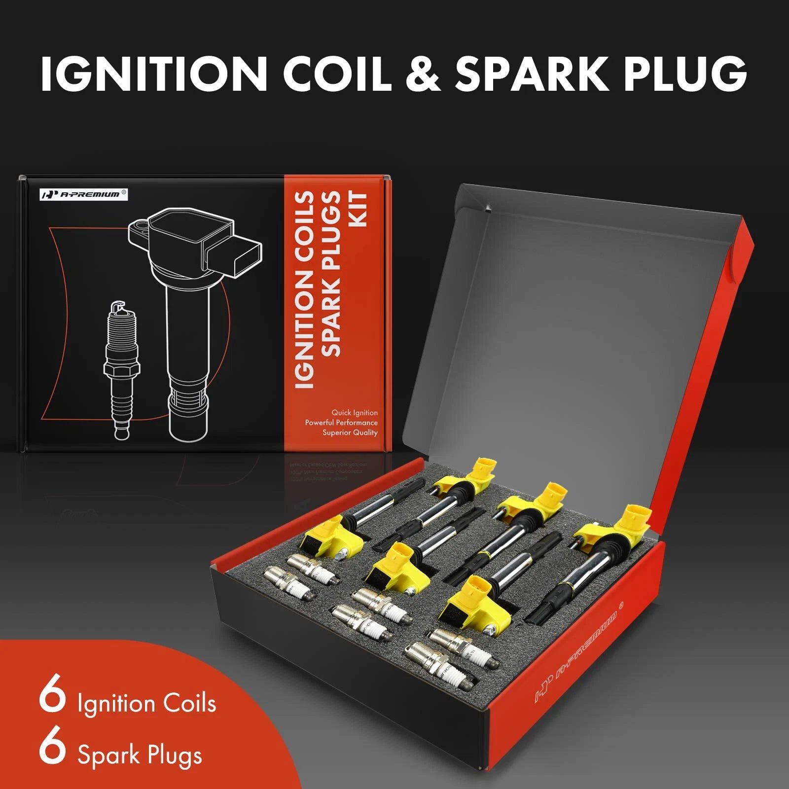 Set of 6 Ignition Coils & Iridium Platinum Spark Plugs for Chevy Buick GMC