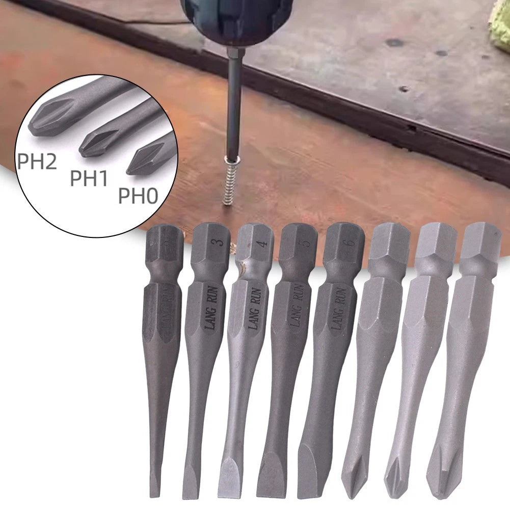 Set of 3 Slotted Cross Screwdriver Bits PH0 PH1 PH2 for Various Uses