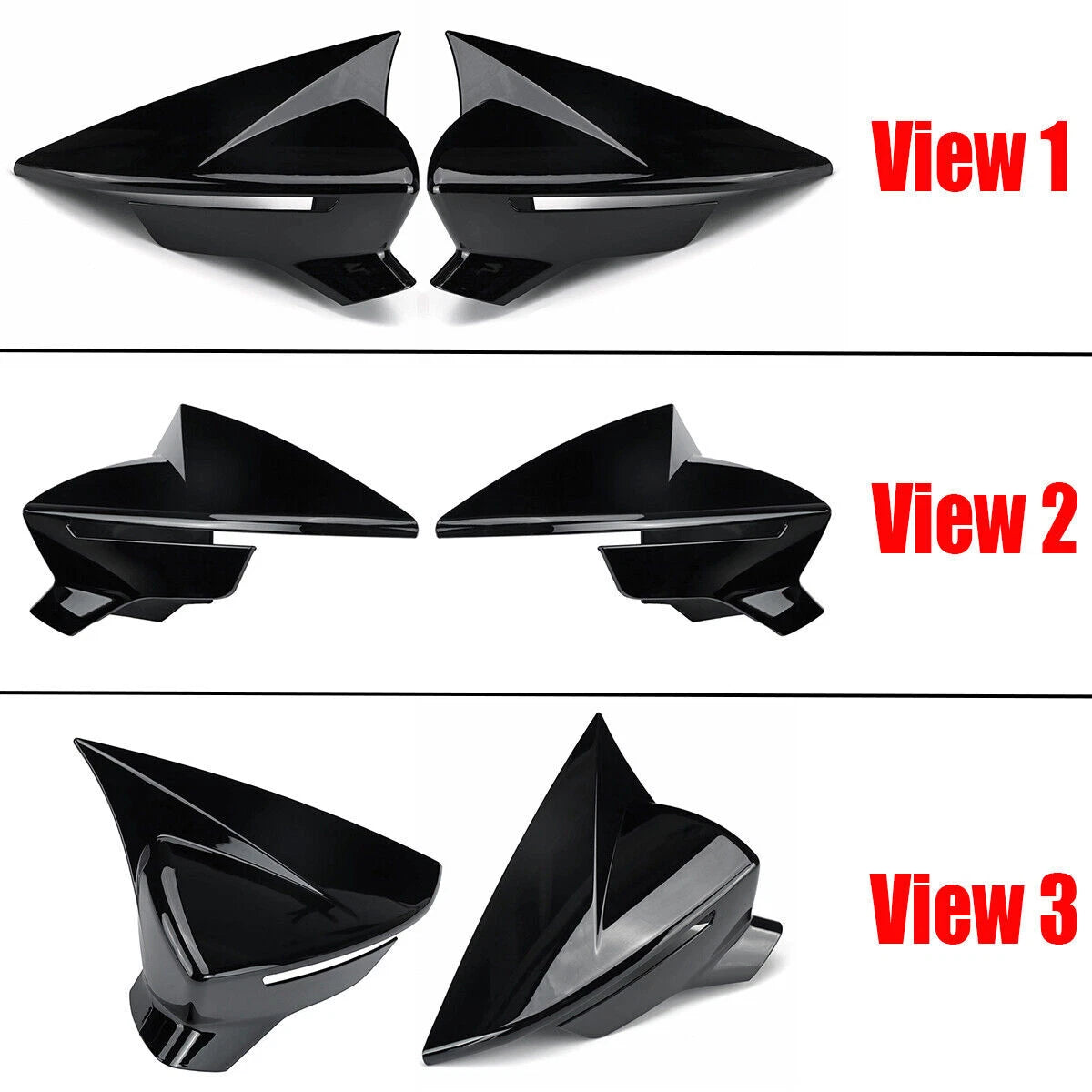 Set of 2 Gloss Black Side Mirror Cover Caps for Seat Leon (2012–2019)