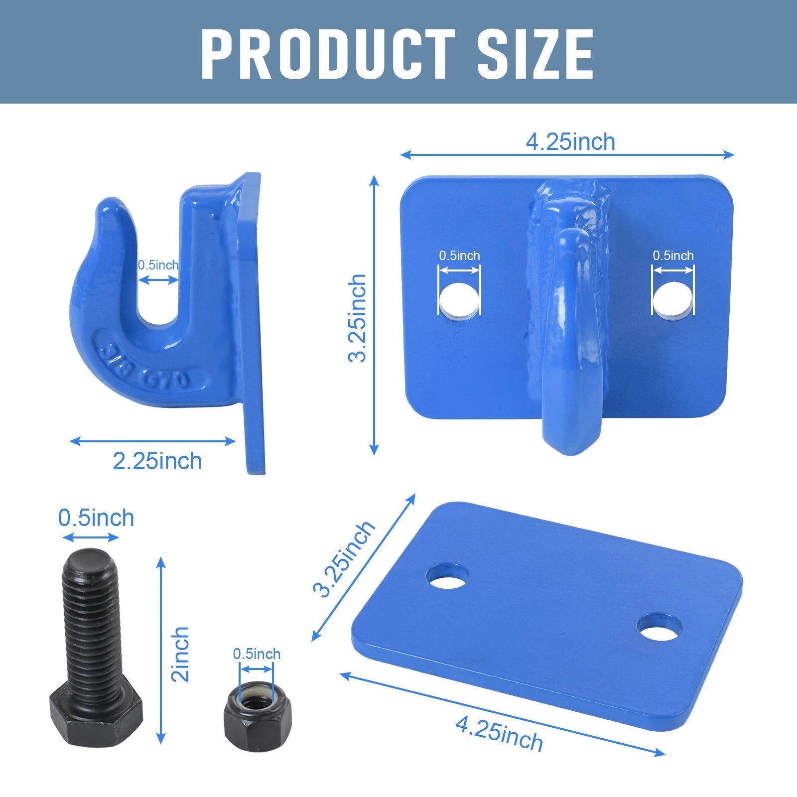 Set of 2 Heavy Duty Bolt On Grab Hooks for Loader Tractor Bucket