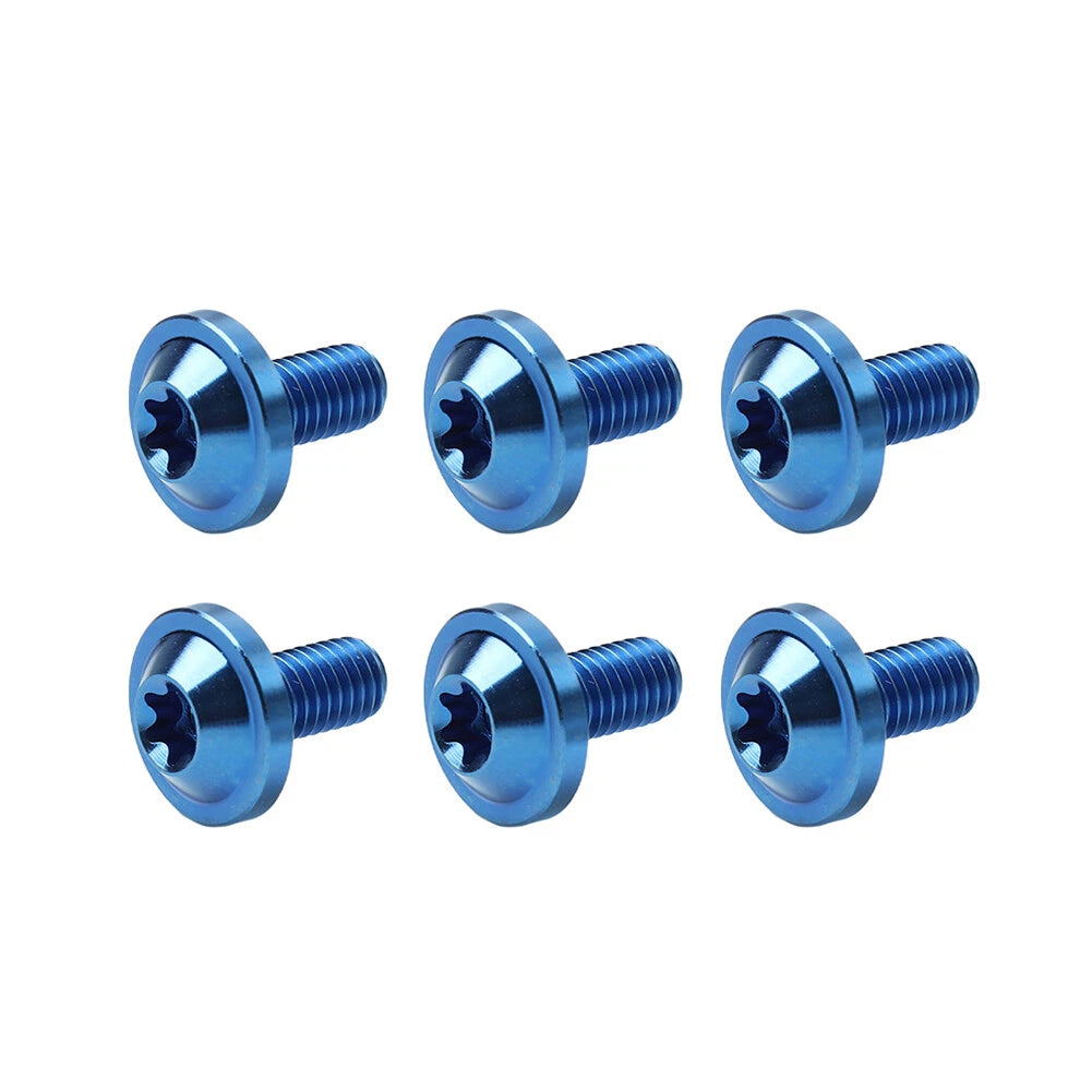 Set of 6 Blue Titanium M5x15mm Torx Head Screws for Universal Bikes