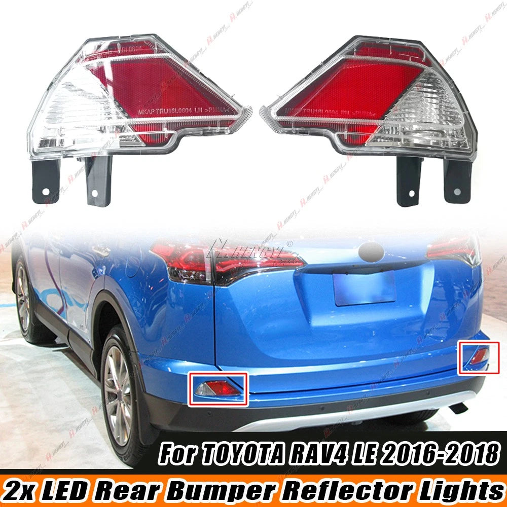 2X LED Rear Bumper Reflector Light Stop Lamp for Toyota RAV4 (2016–2018)