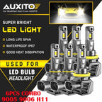 Set of 3 AUXITO 9005 9006 H11 LED Bulbs Combo Headlight Fog Light Kit