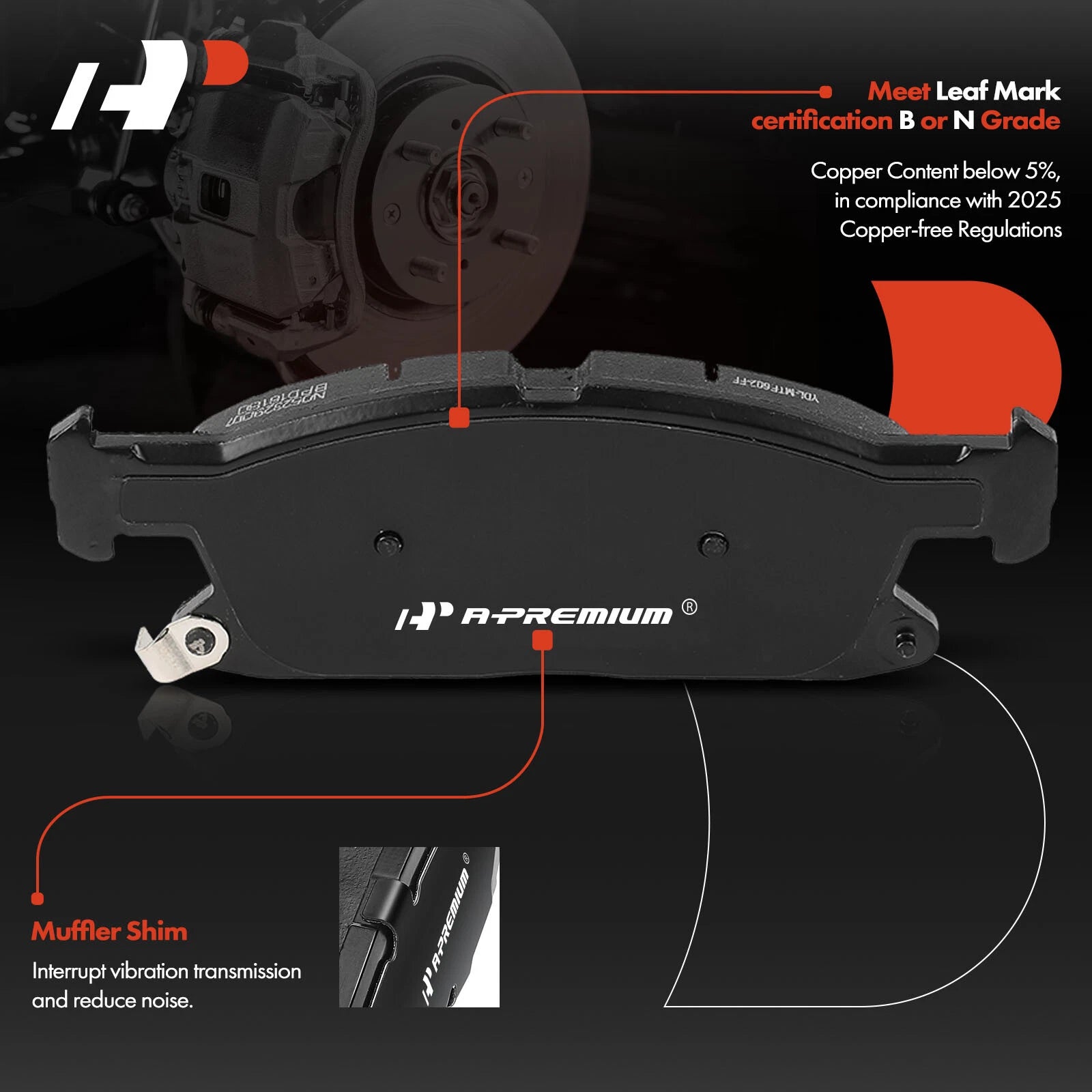 4X Front Ceramic Brake Pads for Ford Edge (2015–2022) Lincoln MKX Nautilus