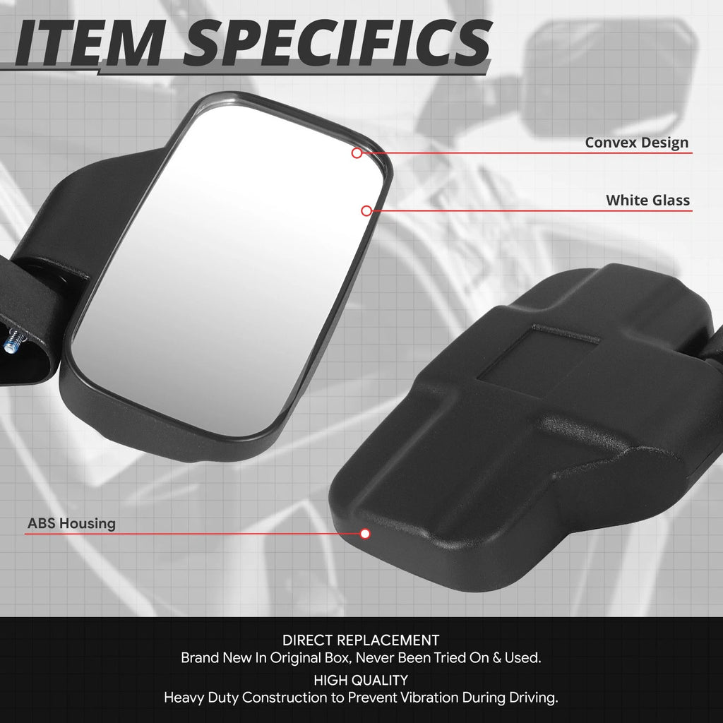 Universal UTV Side View Mirrors for Roll Cage Bar Mount (1.75" 2")