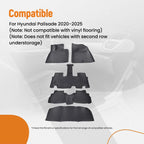 Set of 4 3D Carpet Floor Mats for Hyundai Palisade (2020–2025) Black Rubber
