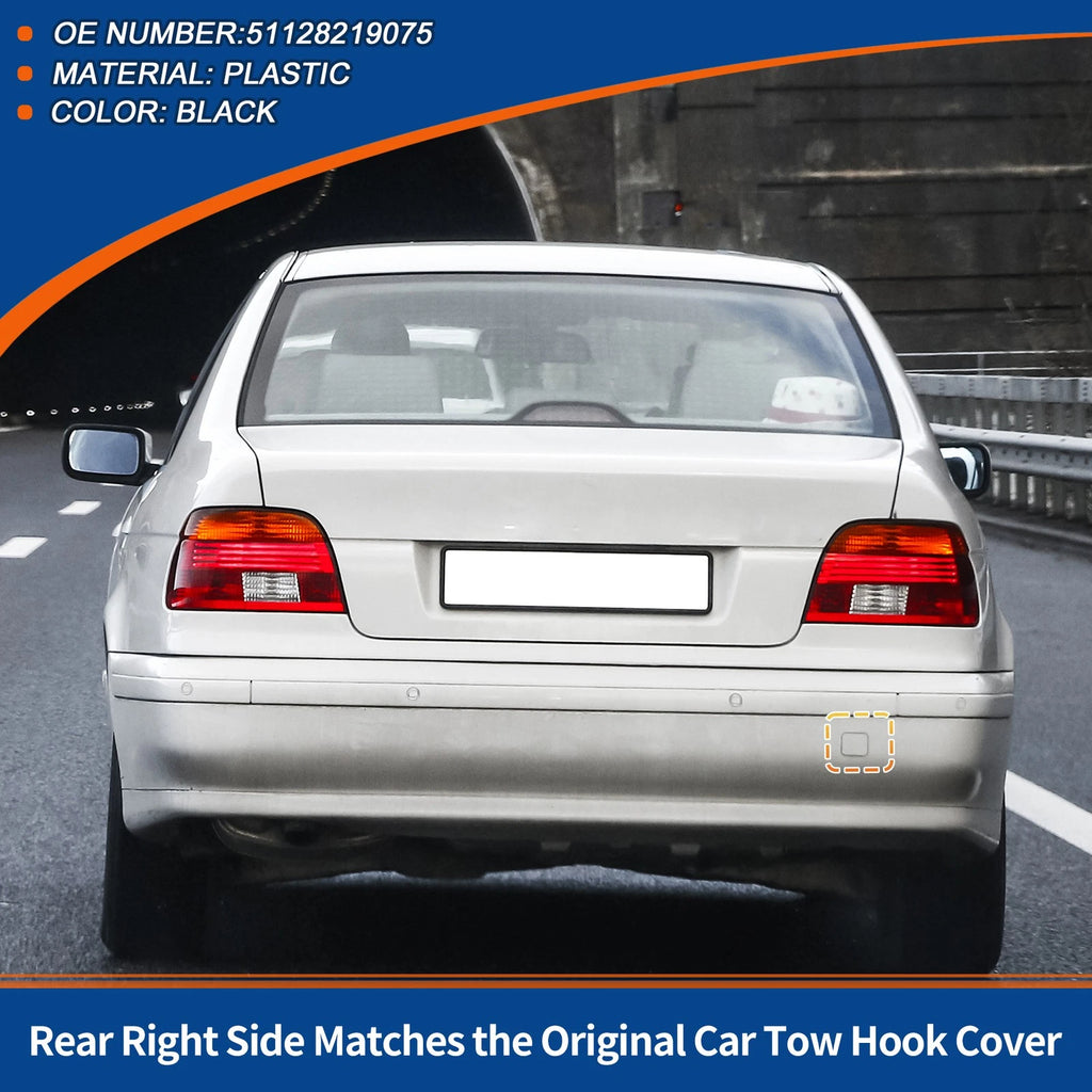Rear Tow Hook Cover for BMW 525i 528i 530i 540i (No. 51128219075, Black)