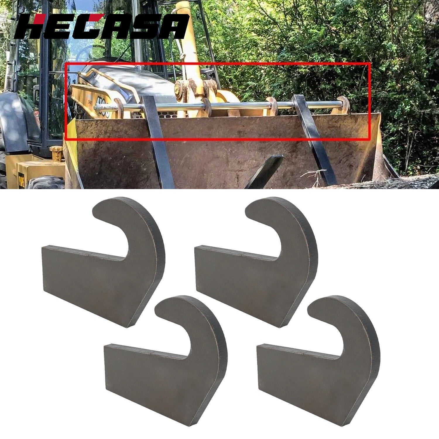 Set of 4 Steel Mounting Brackets for Loader Pallet Forks (Pin Type)