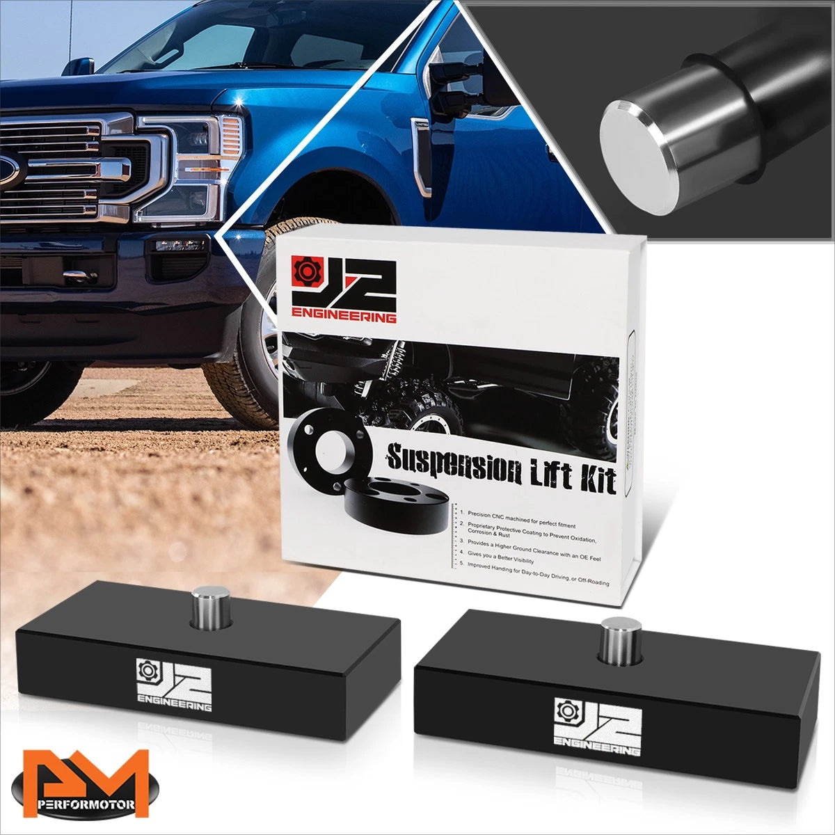 1" Leveling Rear Leaf Spring Mount Lift Kit for Ford F250 F350 SD (1999–2024)