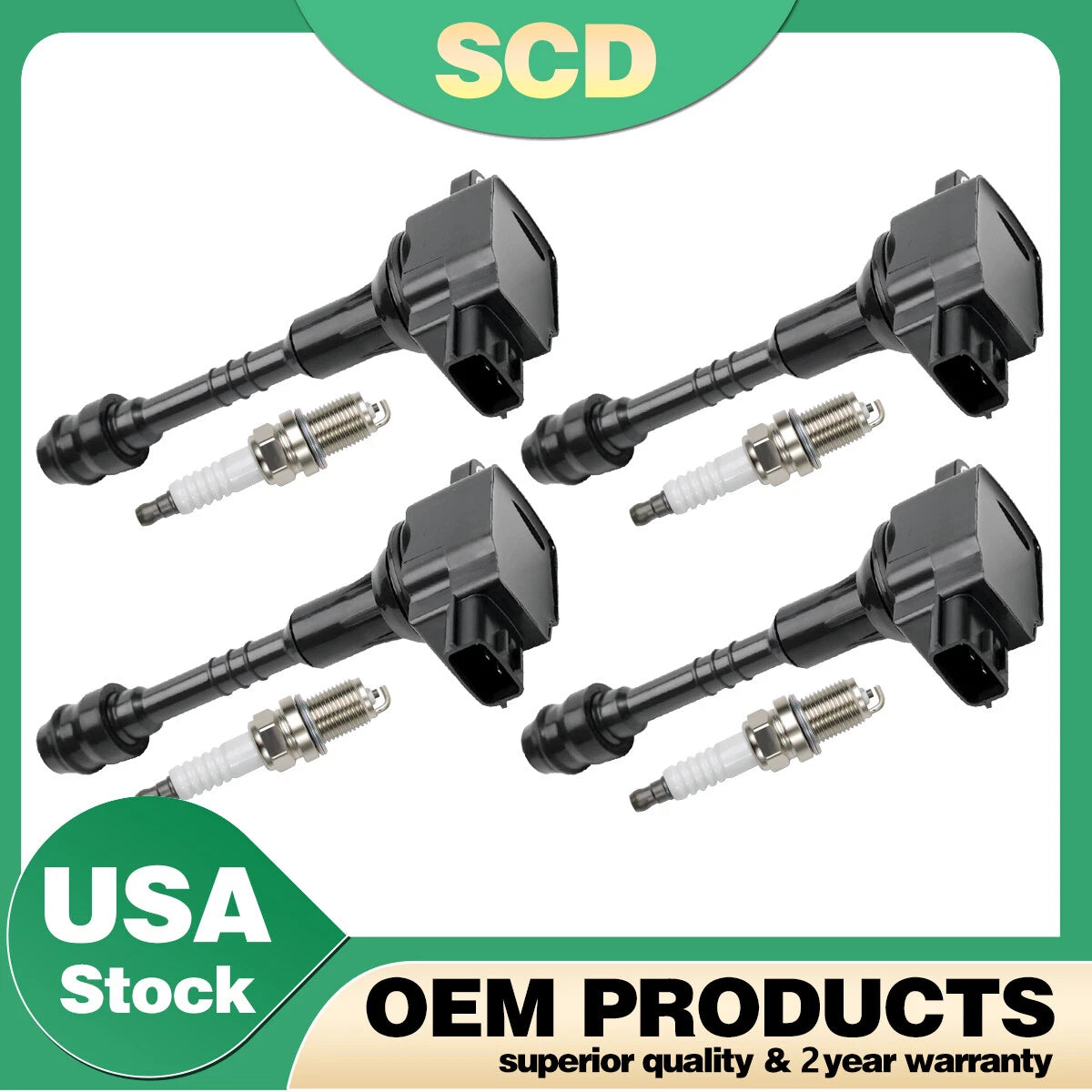Set of 4 Ignition Coils & 4 Spark Plugs for Nissan Sentra (2001–2006) UF351 C1397