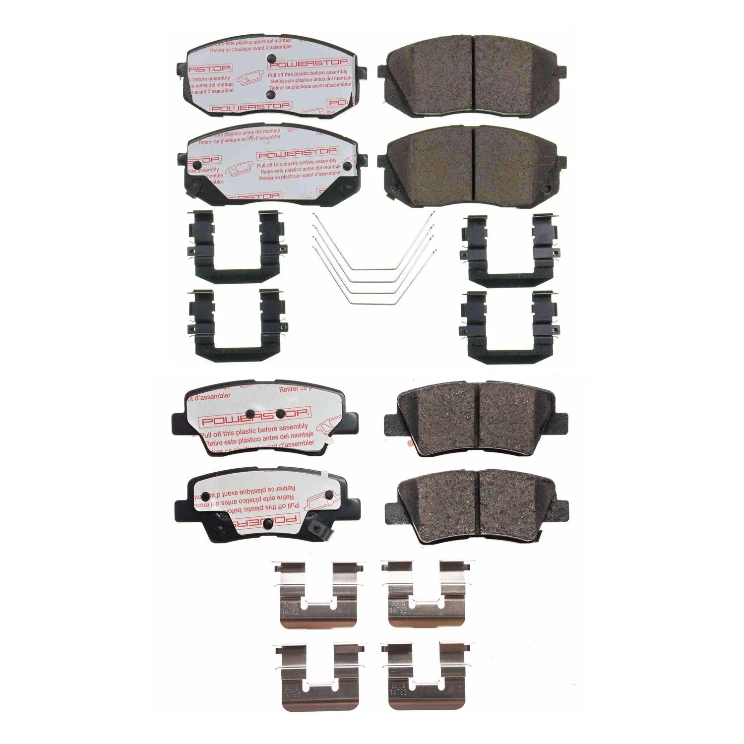 PowerStop Front & Rear Carbon Fiber Disc Brake Pads Kit for Kia Forte (2019–2023)