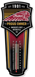 Indian Motorcycle Thermometer 17" Metal Sign for Garage Bar