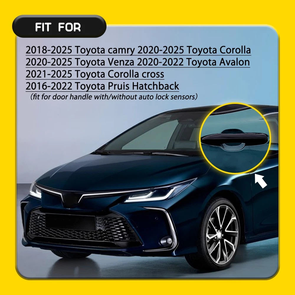 Set of 4 Snap-on Gloss Black Pull Handle Covers for Toyota Prius Hatchback (2016–2022)