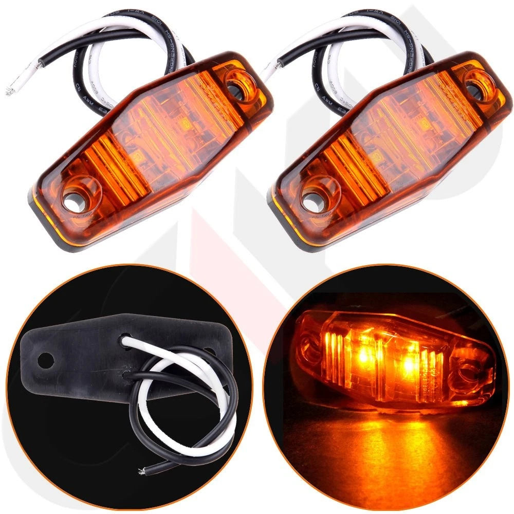 2X Universal Amber Surface Mount Clearance Side Fender Marker Light 12V