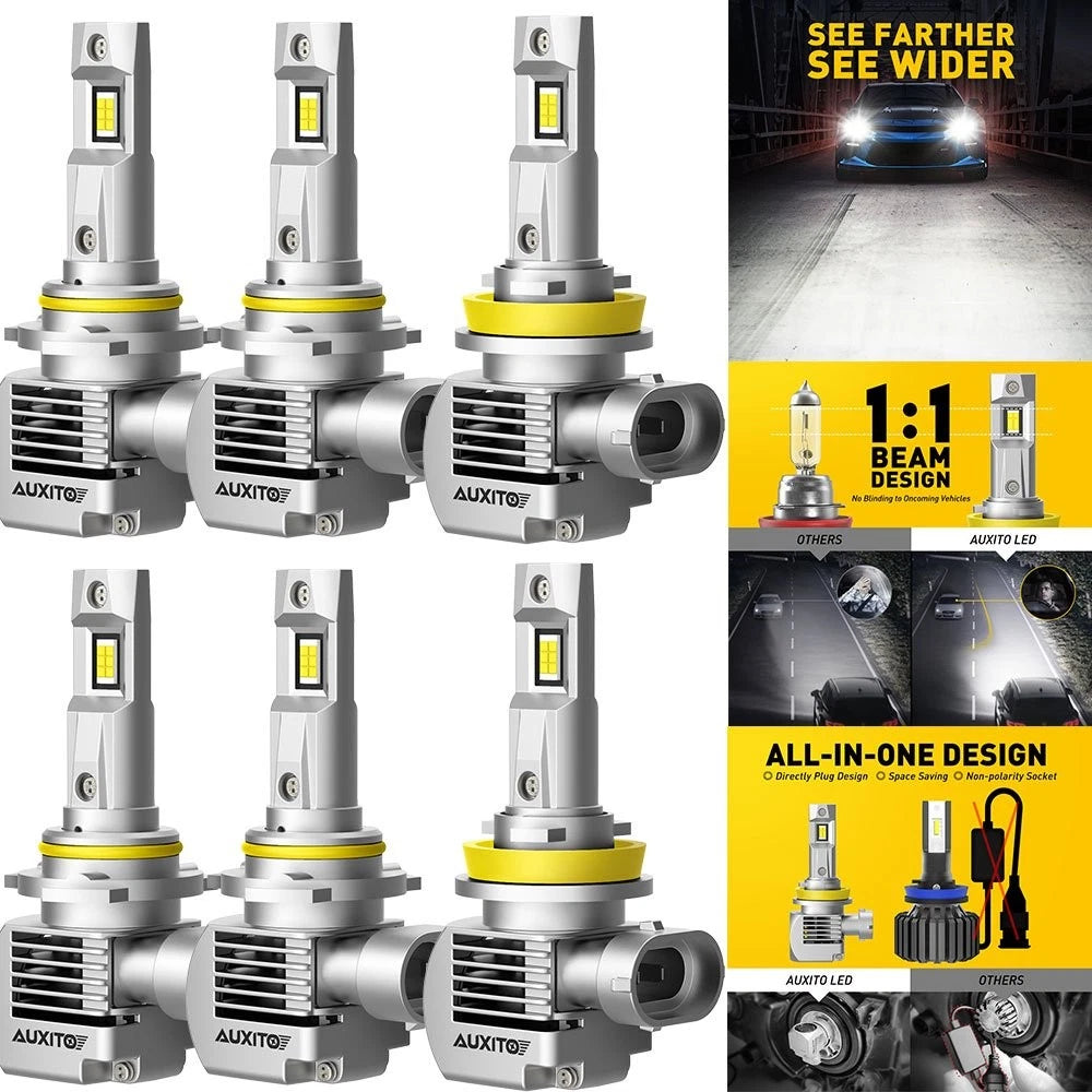 9005 9006 H11 LED Headlight + Fog Light Bulbs for