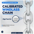 1/4" x 50' Anchor Chain for Boat (Grade 43 HT G4 Galvanized Steel)