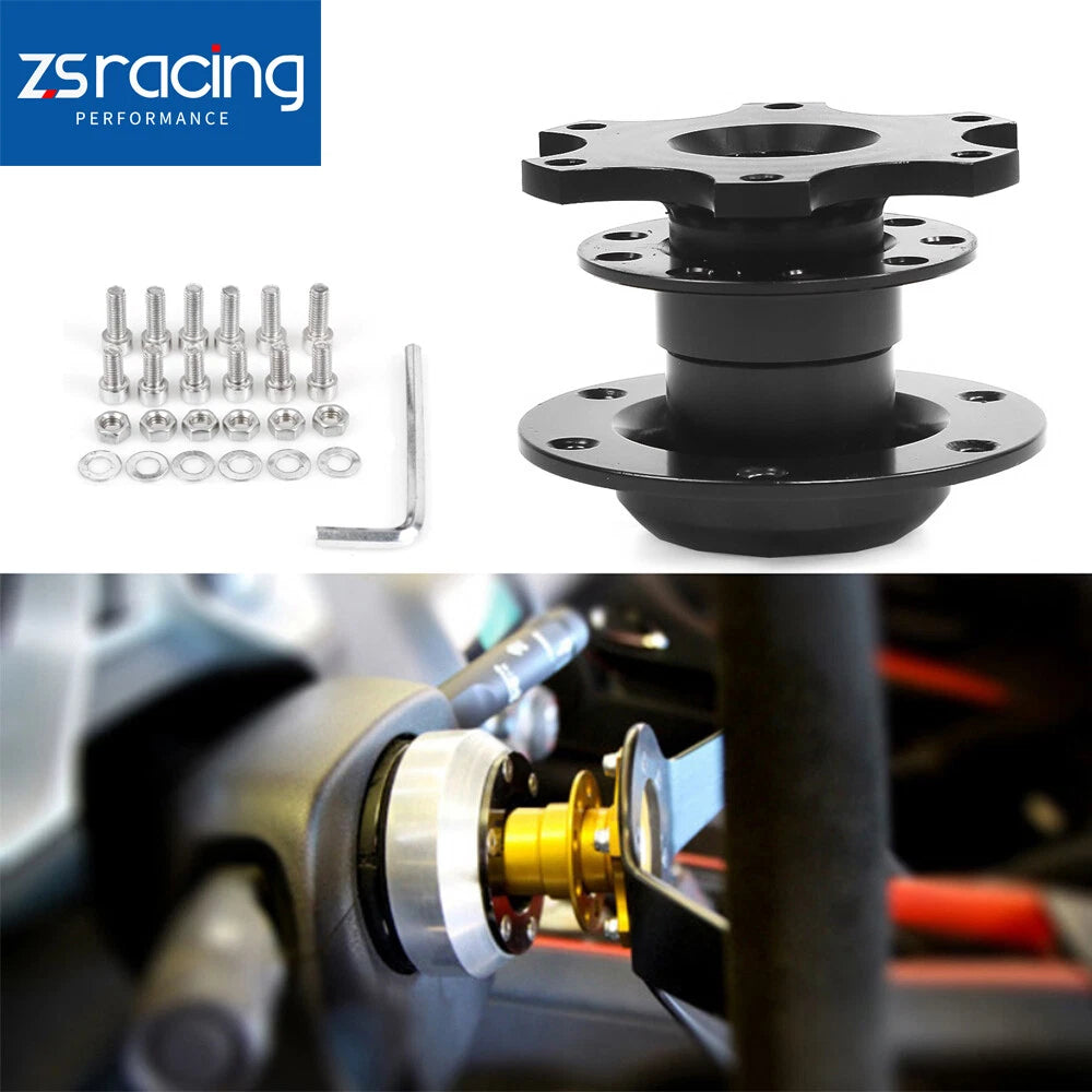 Steering Wheel Quick Release Hub Adapter Snap Off Kit - Black