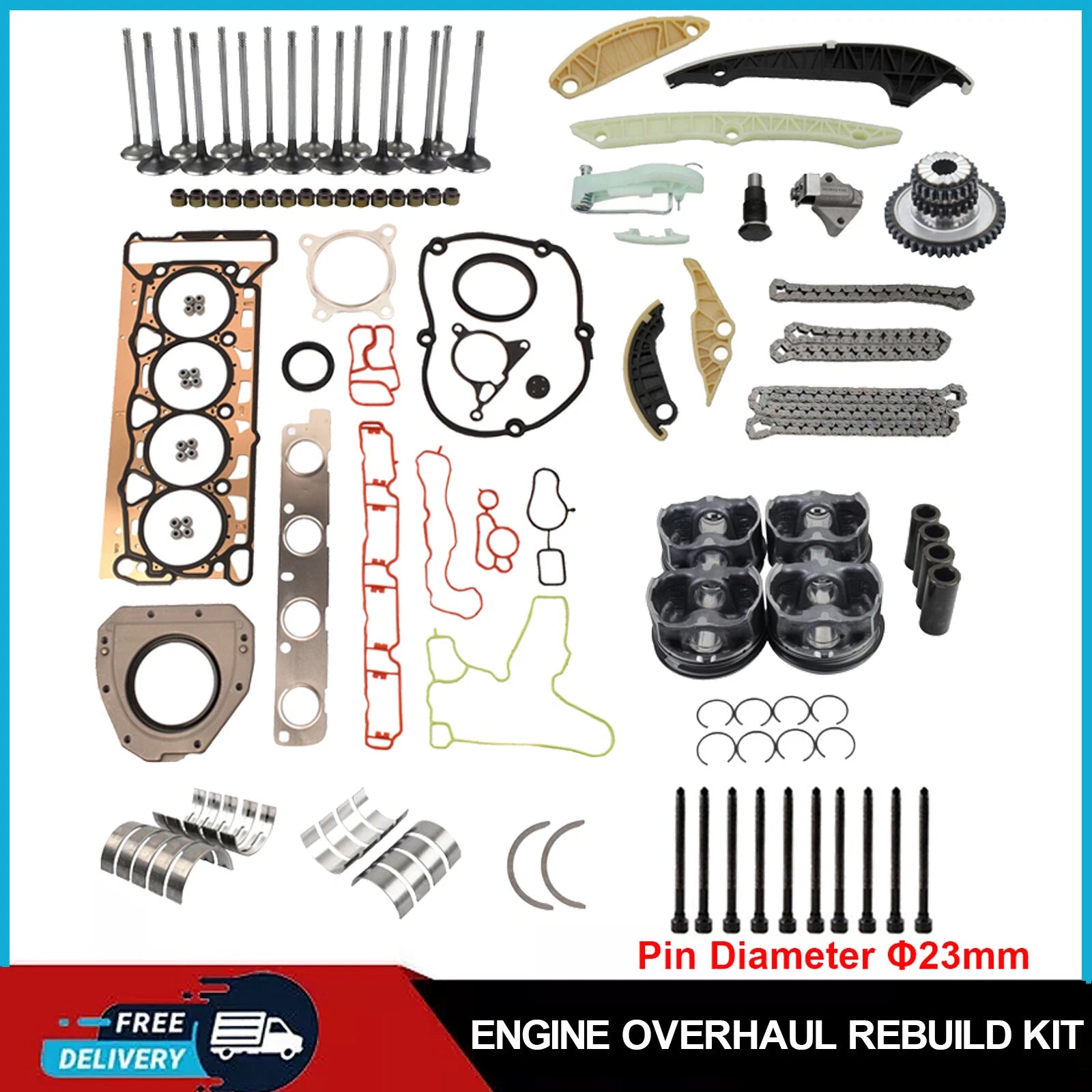 Piston Timing Chain Gaskets Kit for Audi A3 A4 Q5 VW Passat (2000–2023)