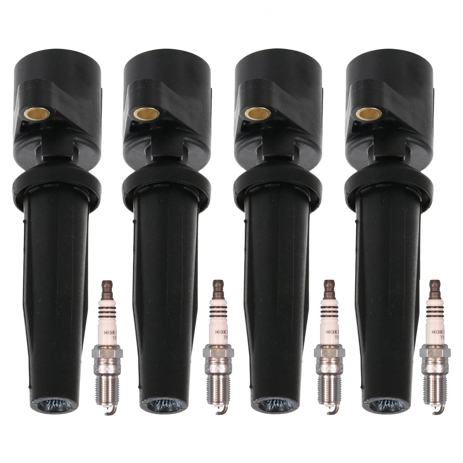 Set of 4 Ignition Coils & Spark Plugs for Ford Escape Mariner (2001–2012)