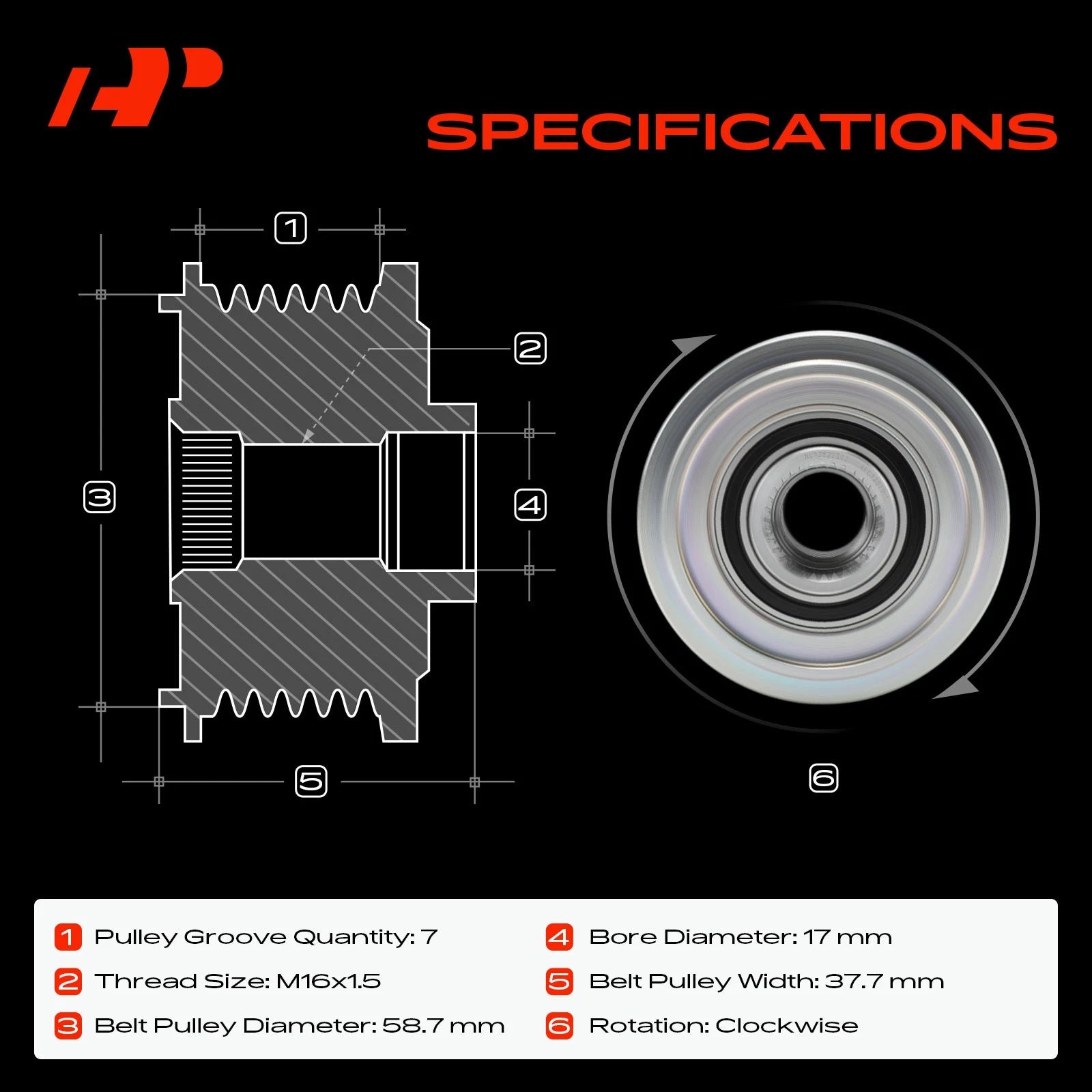 Alternator Clutch Pulley for Ford Ranger Transit-150 250