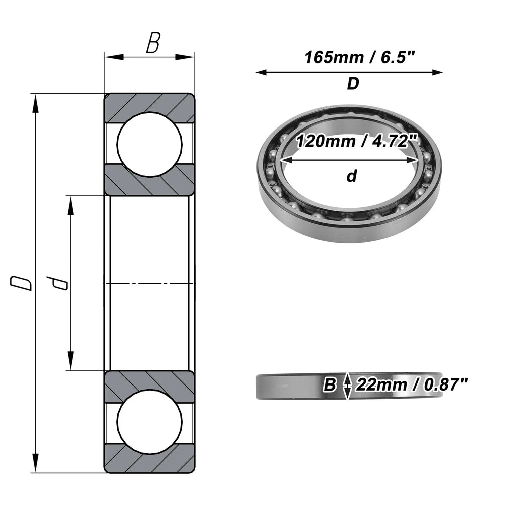 Deep Groove Ball Bearings 120x165x22mm for Scooter Skateboard (N/A)