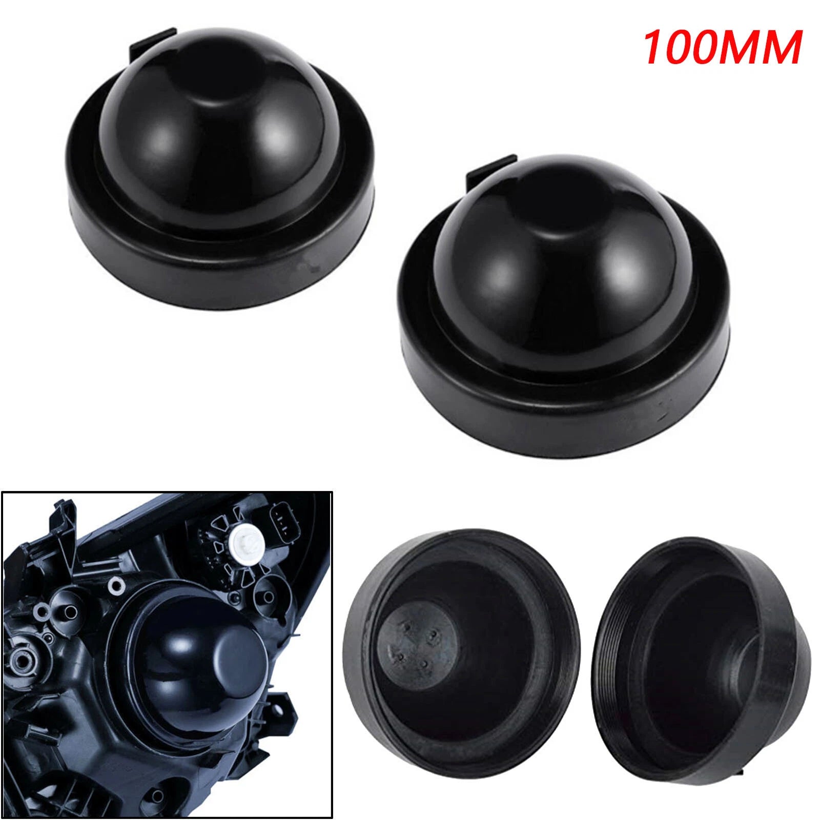 Universal Rubber Housing Seal Caps Dust Cover for LED Headlight Retrofit (100mm)