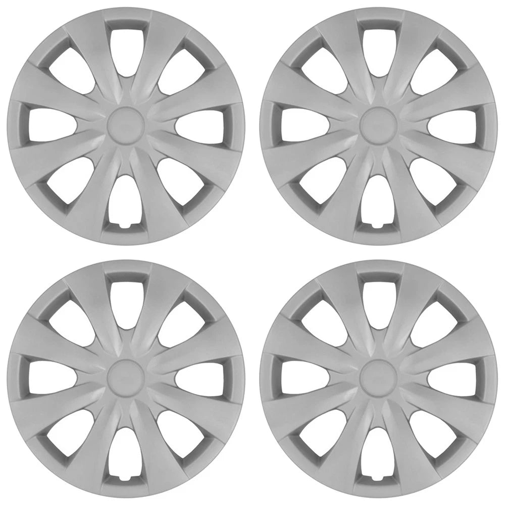 15' Push-on Silver Wheel Cover Hubcaps for 2009-2013 Toyota Corolla