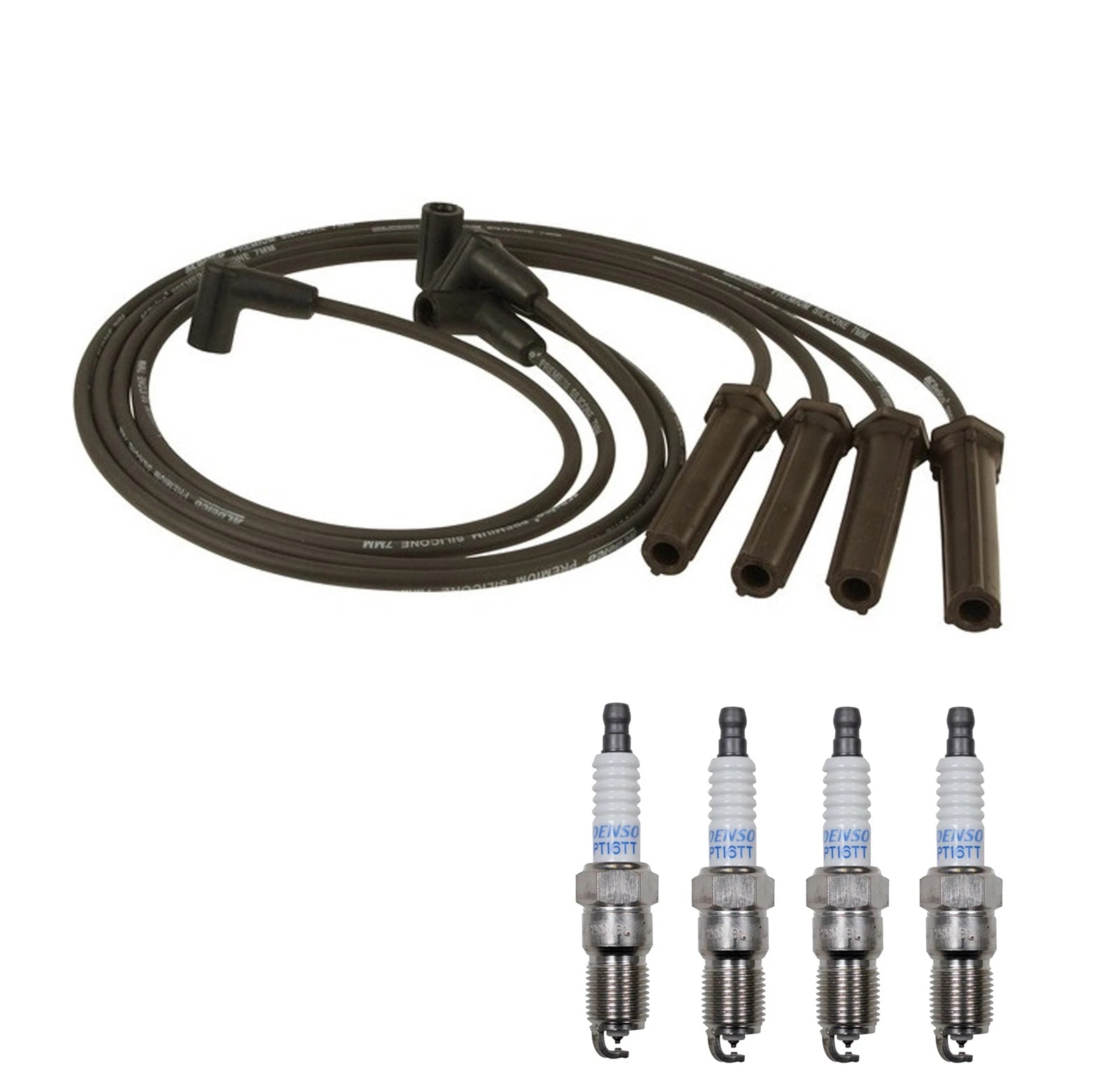 Denso Wire Set & 4 Platinum TT Spark Plugs for 2.2 L4 (0.040 Gap)