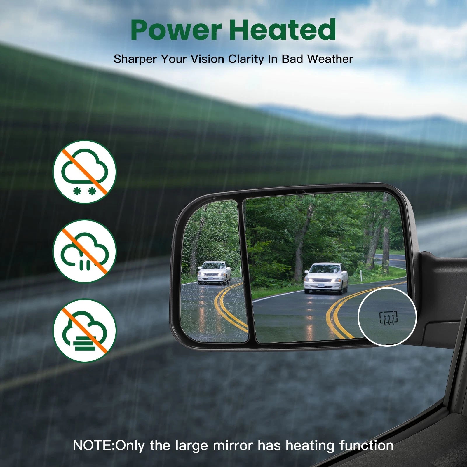 Power Heat Side Signal Mirror Pair for Dodge Ram 1500 2500 3500 (1998–2002)