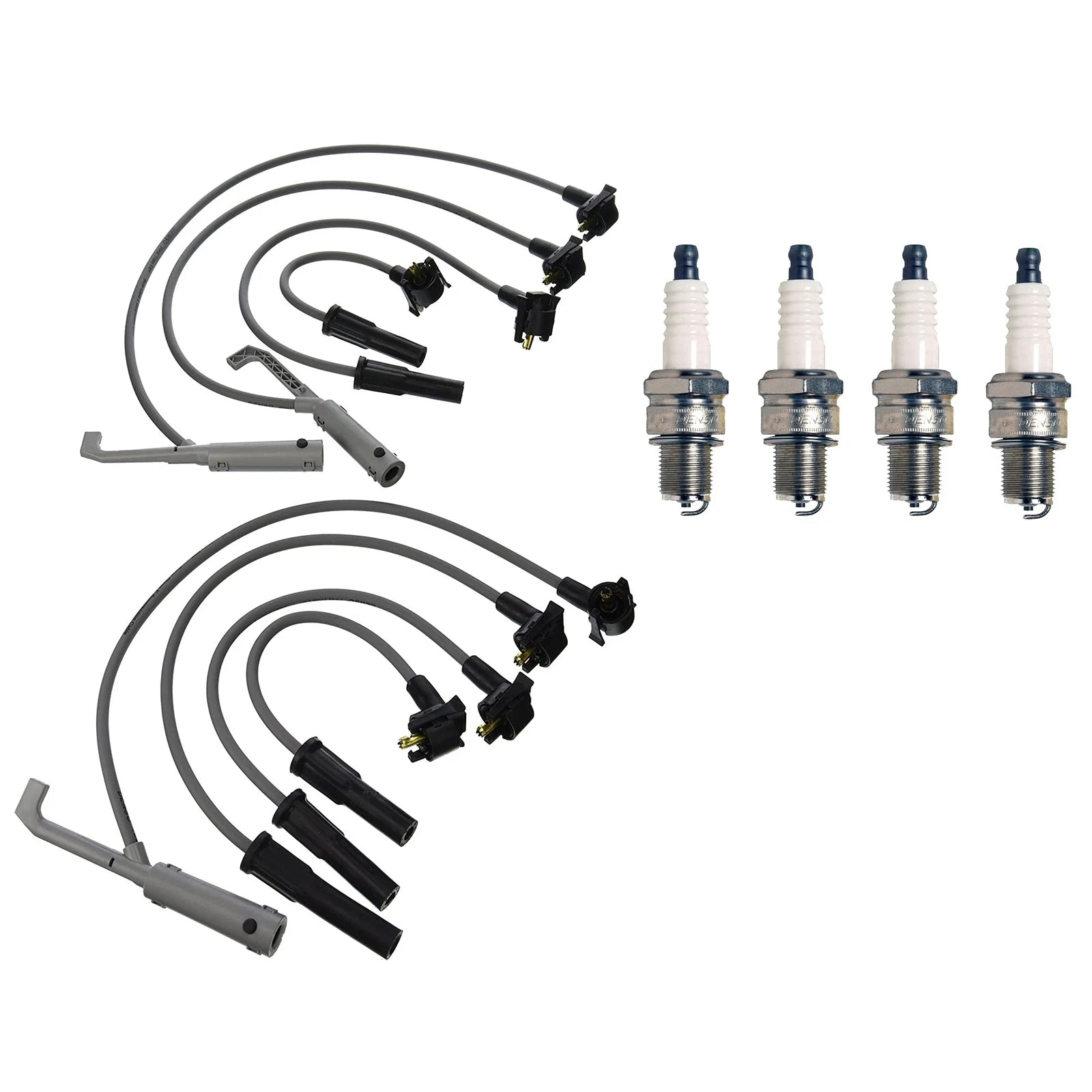 Denso 8mm Wire Set & 4 Iridium Spark Plugs Kit for Mazda B2300 (1994–2006)
