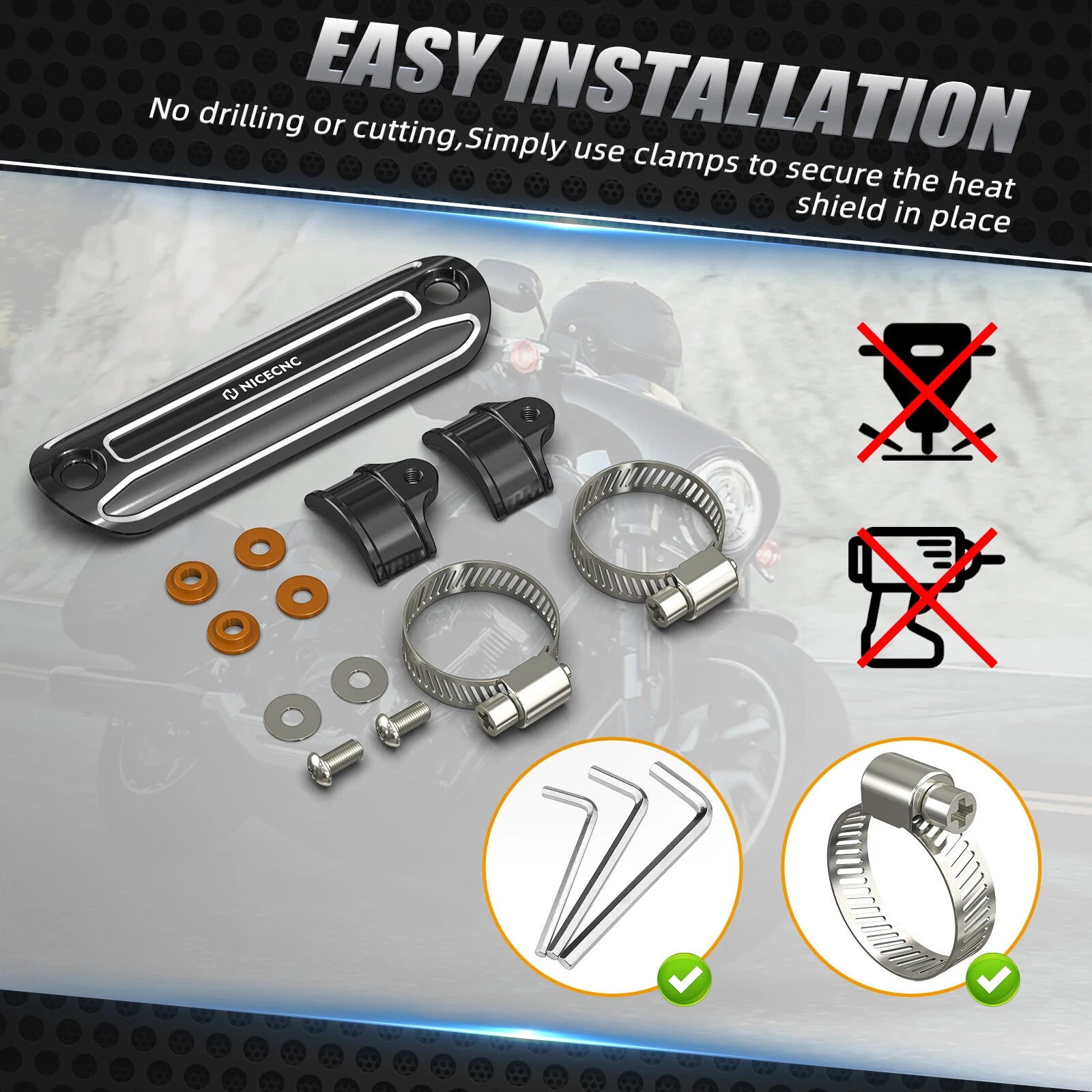 Muffler Pipe Heat Shield Guard for Electra Glide Standard FLHT (2010–2024)
