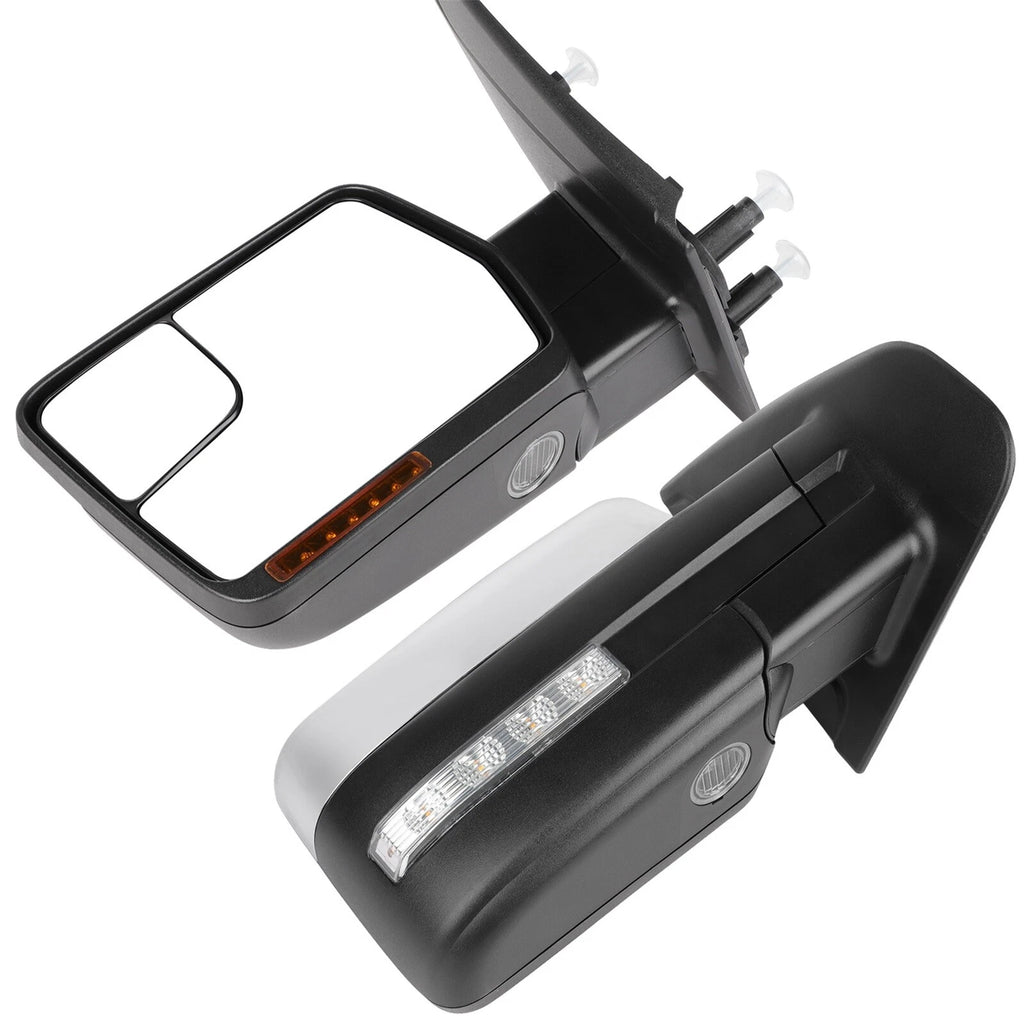 Power Heated Chrome Puddle Light Turn Signal Tow Mirrors for Ford F150 (2004–2014)