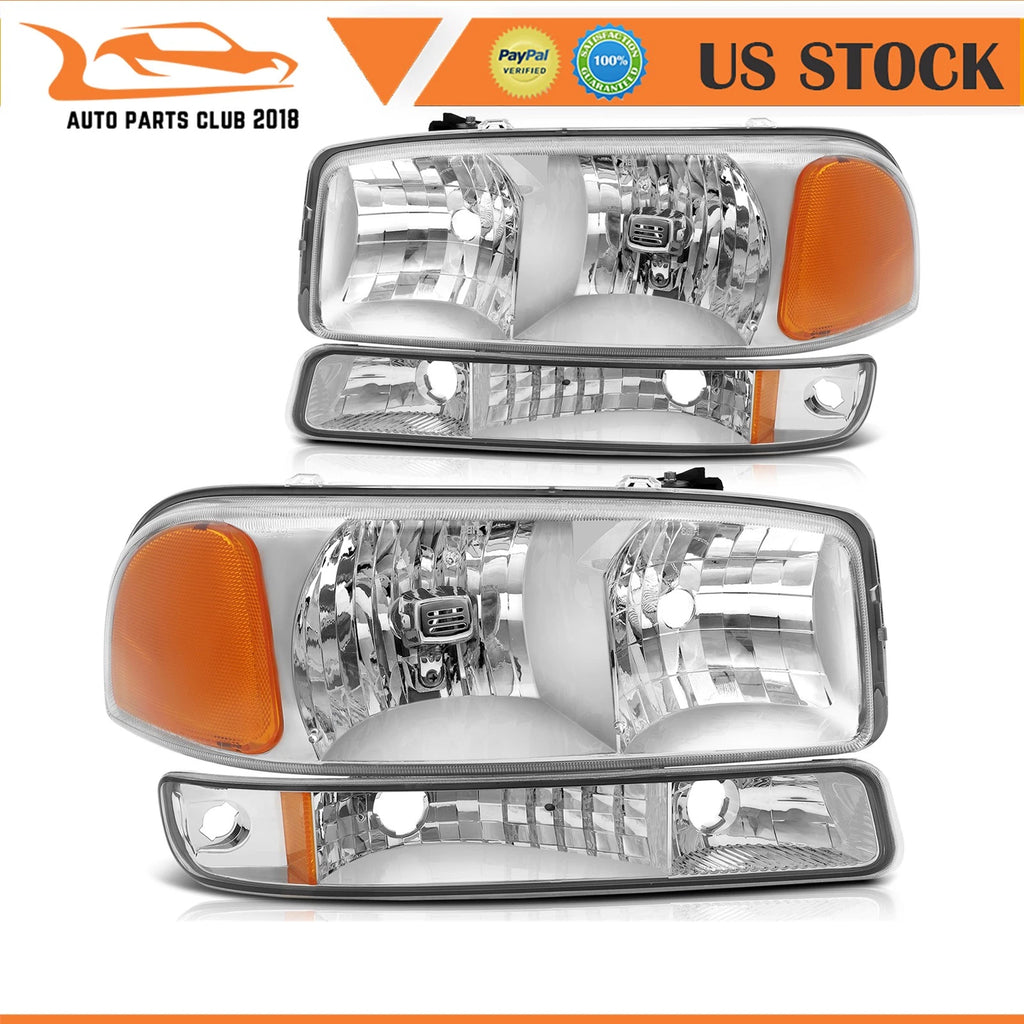 Headlight Assembly for GMC Sierra 1500-3500 (1999–2006) Clear