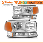Headlight Assembly for GMC Sierra 1500-3500 (1999–2006) Clear