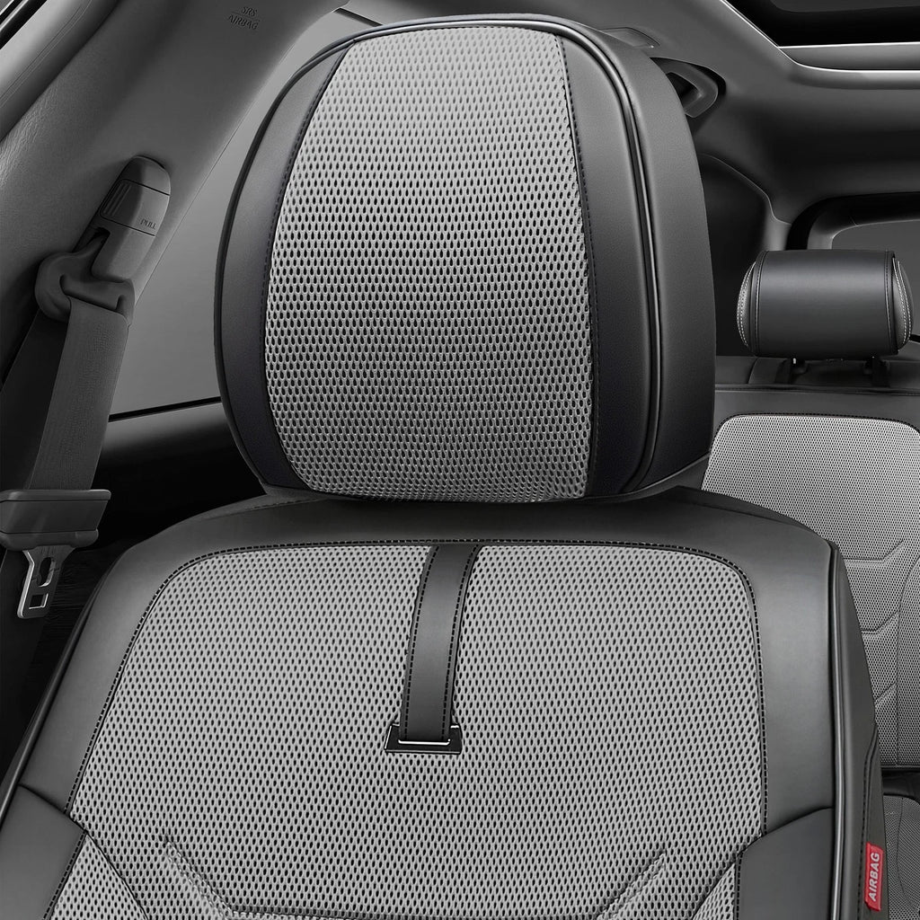Set of 2 Universal Front Row Seat Covers for Car SUV (Grey/Black)