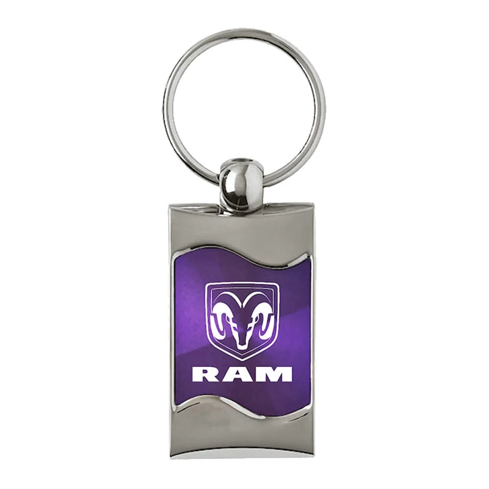 Logo on Purple Rectangular Wave Keychain - Officially Licensed for Dodge RAM