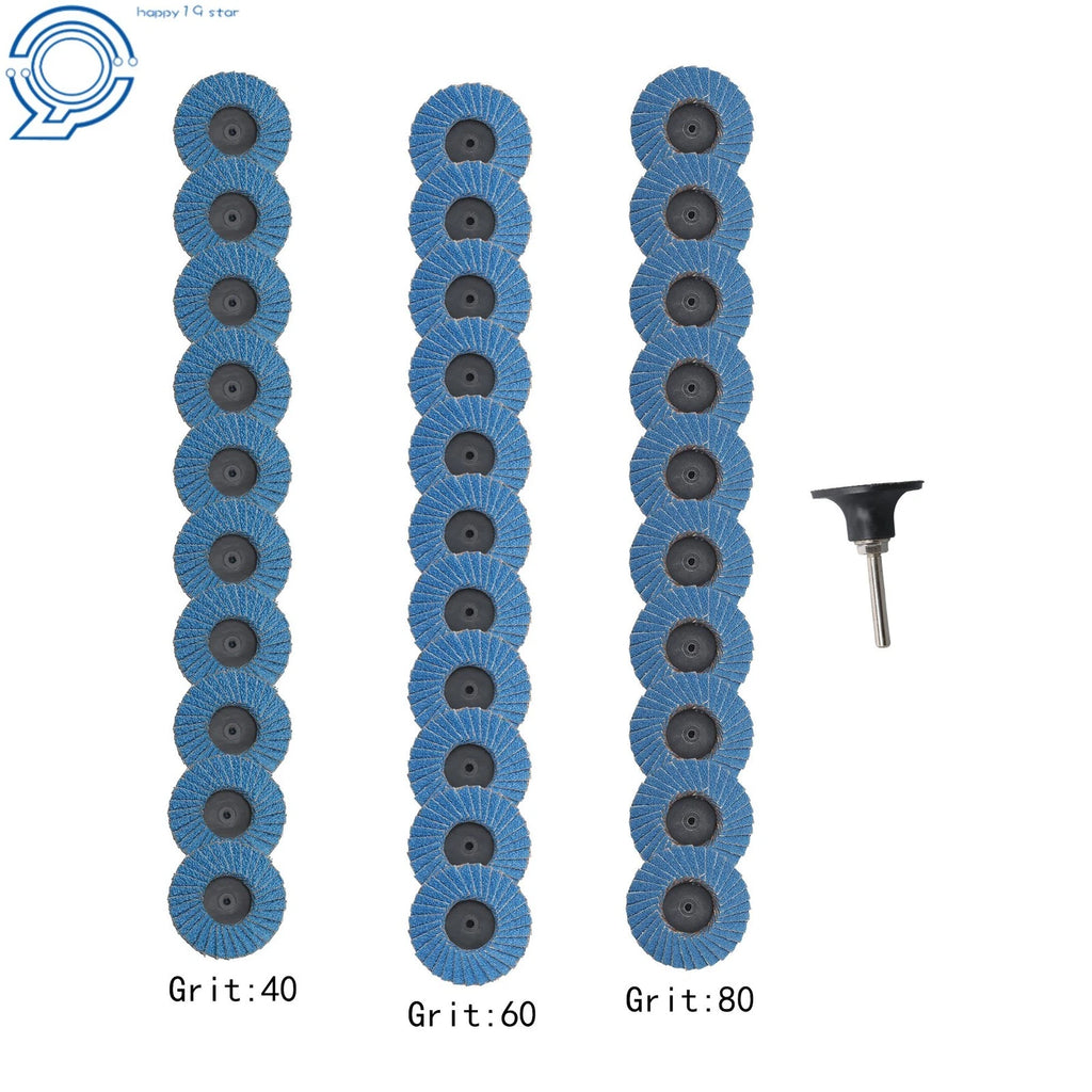 30 PCS 2 Inch Curved Sanding Discs 40/60/80 Grit with 1/4" Holder