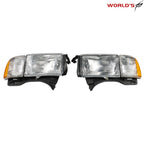 Headlight Set for Dodge Ram (1994–2002) Crystal Fresnel Lens Chrome
