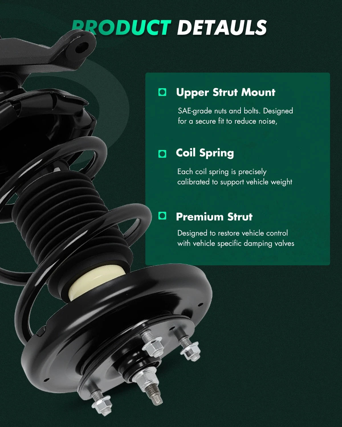Complete Struts Shocks with Spring Assembly Front Pair for Acura RSX (2002–2004)