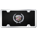 Chrome Logo on Black Acrylic License Plate Kit -Officially Licensed for Cadillac