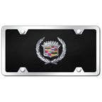 Chrome Logo on Black Acrylic License Plate Kit -Officially Licensed for Cadillac