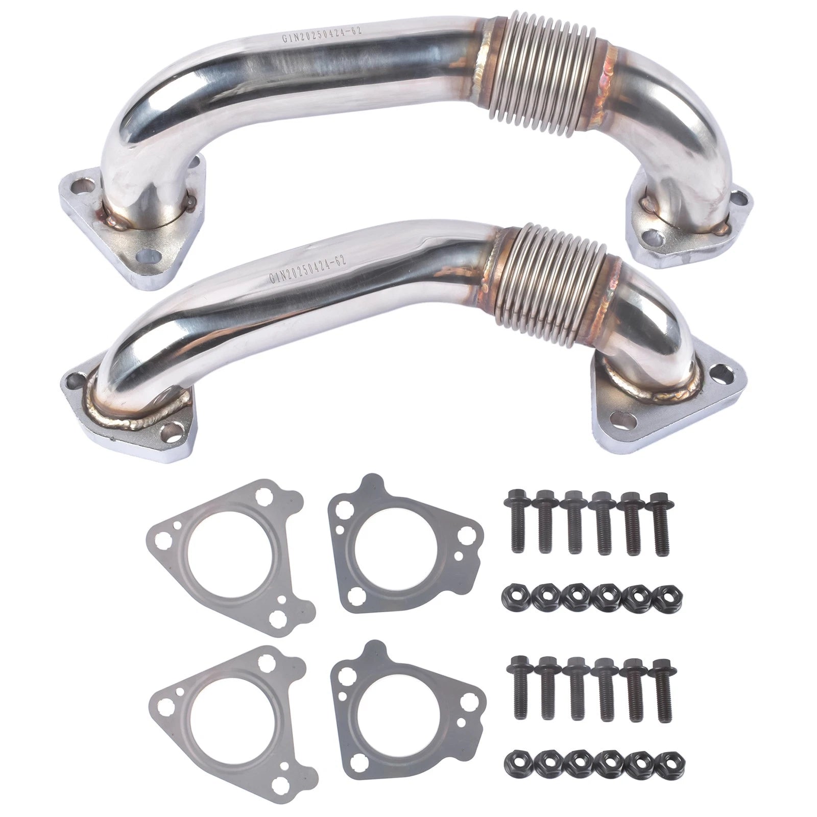 2Pcs Up Pipes Kit with Gaskets for GMC Sierra, Chevy Silverado 3500 (2001–2004)