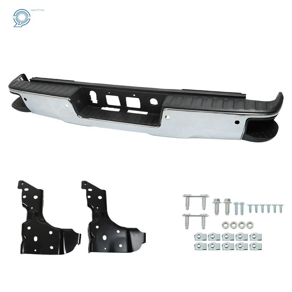 Chrome Rear Step Bumper for Chevy Silverado GMC Sierra 1500 (2014-2018)