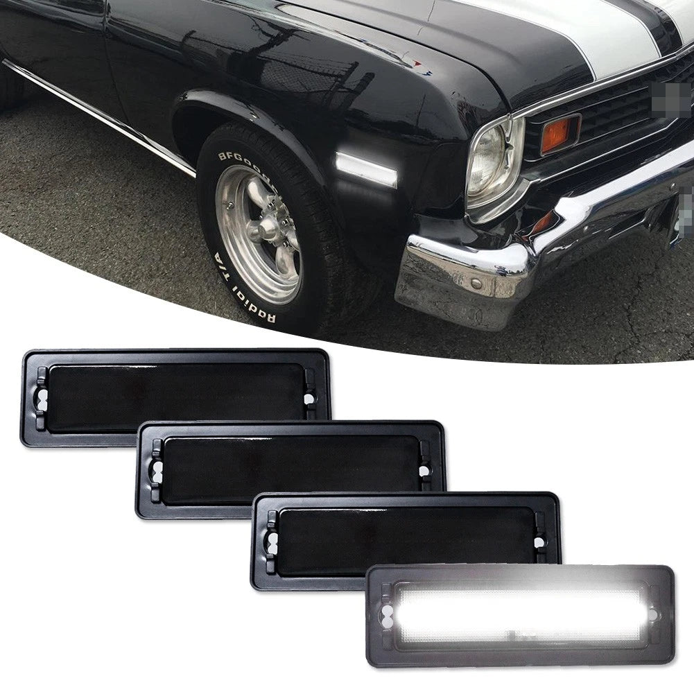 Set of 4 Smoked LED Side Marker Lights for Chevy Nova (1970–1974)